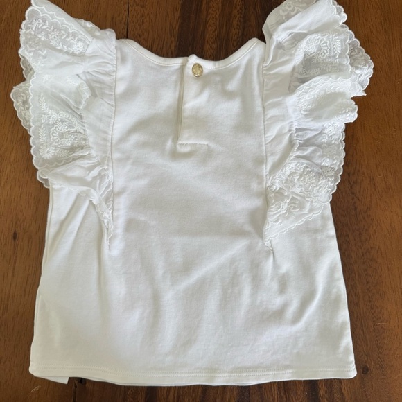 Chloe Baby Girl White Top Lace Short Ruffle Sleeves Cotton Size 2 - Picture 5 of 7